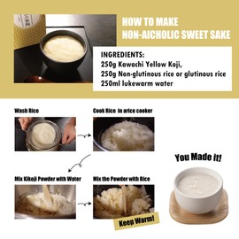 Kawachi Yellow Koji Powder 8.81oz(250g) -Rice koji Powder- ultra probiotic for women and men, easy to use for any dish and drink, umami, seasoning, sweetener, Japanese traditional fermentation of various dishes