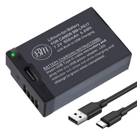 BM Premium LP-E17 Battery with Built-in Charging for Canon EOS R8, EOS R10, EOS R50, EOS R100, EOS RP, EOS M3, EOS M5, EOS M6, EOS M6 II, SL2, SL3, T6i, T6s, T7i, T8i, EOS 750D, EOS 760D Camera 1 Pack