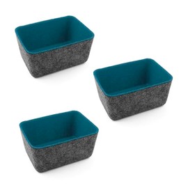Three by Three Seattle felt·like·it! Deep Organizer Tapered Storage Bins – Eco-Friendly, Stylish Organization for Home & Office, 3 Pack (Blue)