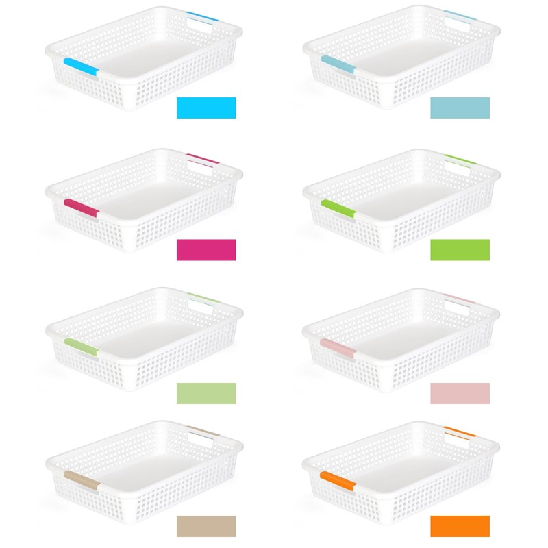 Carperipher 8 Pcs Colorful Plastic Classroom Storage Baskets 15" X