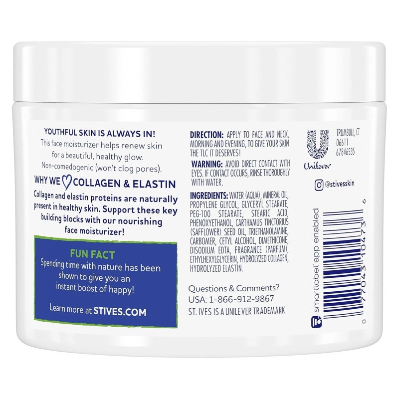 St. Ives Face Cream Facial Moisturizer for Dry Skin, Renewing