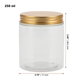 LEXININ 24 Pack 250ml Wide Mouth Plastic Jars, Plastic Storage Jars with Gold Aluminum Screw Lids, Wide Mouth Plastic Container for Food Storage