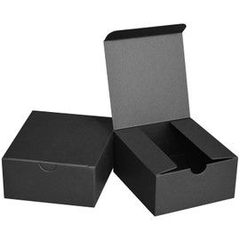 Fairlegend Small Black Gift Boxes 4x4x2 Black Kraft Paper Boxes for Gifts, Party Favors, Showers, Crafts, Candy Boxes, 100 Pack Matte Black