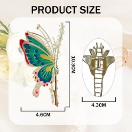 Bliceon Butterfly Metal Hair Claw Clips, Large Colorful Hair Claw Clip, Women Metal Hair Claws Hair Clips Non Slip for Thick Hair and Thin Hair for Women and Girls - A