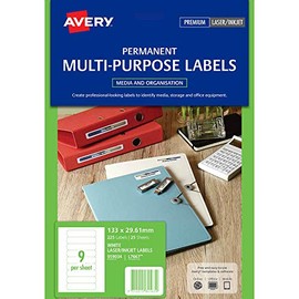 Avery A4 Matt Rectangle Labels - Product Stickers - Small Business Supplies - 133 x 29.6 mm, 225 Labels/25 Sheets (959034/ L7667)