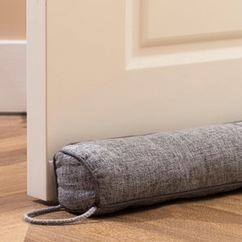 Sunolga 38 Inch Heavy Duty Door Draft Stopper, Sturdy Linen Sound Proof Draft Guard for Doors and Windows, Easy Install Under Door Noise Air Stopper for Gaps Up to 3 Inch, Gray
