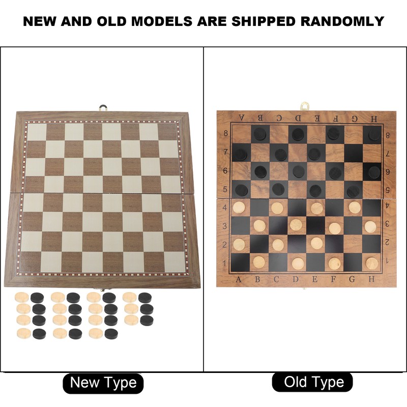 3 in 1 MultiFunctional Folding Wooden Chess Checkers Board Game