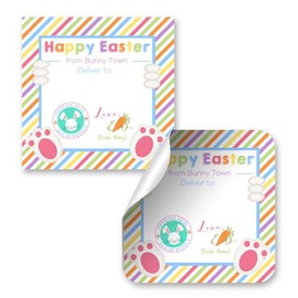 Etiquetas adhesivas de regalo de Pascua, juego de 12 etiquetas cuadradas de 2,5 x 2,5 cm del conejo de Pascua para regalos de Pascua por AmandaCreation