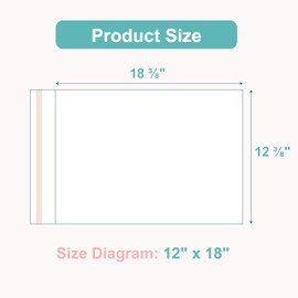 Acid-Free Picture Sleeves, 100 Pack Crystal Clear Storage Bags for 12x18 Art Prints, Pictures, Photos, Frame Mats(Bag Size: 12 3/8"x18 3/8")