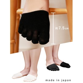 [Maison Peony] Made in Japan, 100% Silk, 5-Toe, Shallow Foot Cover, 2-Pair Set, Toe Cover, Toe Socks, Half Socks, Inner Socks, 100% Silk, Shallow-Cut, Odor Control, Moisture Control, Compatible with