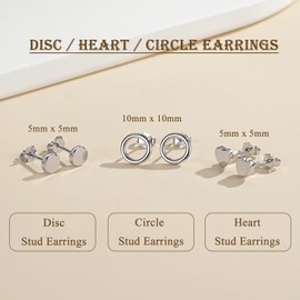 Cangall Earrings 925 Silver Set, 3 Pairs 925 Sterling Silver Women's Stud Earrings Set for Multiple Ear Holes, Hypoallergenic Small Cartilage Sleeping Stud Earrings Silver 925 Gifts for Women