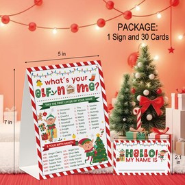 Tuiemie What's Your Reindeer Name Game, Christmas Party Decorations, 50 Name Stickers and 1 Sign, Birthday Game for Adult Parties(sdjmz03)