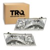 TRQ 2 Piece Headlight Assembly Set Chrome Bezel Driver &