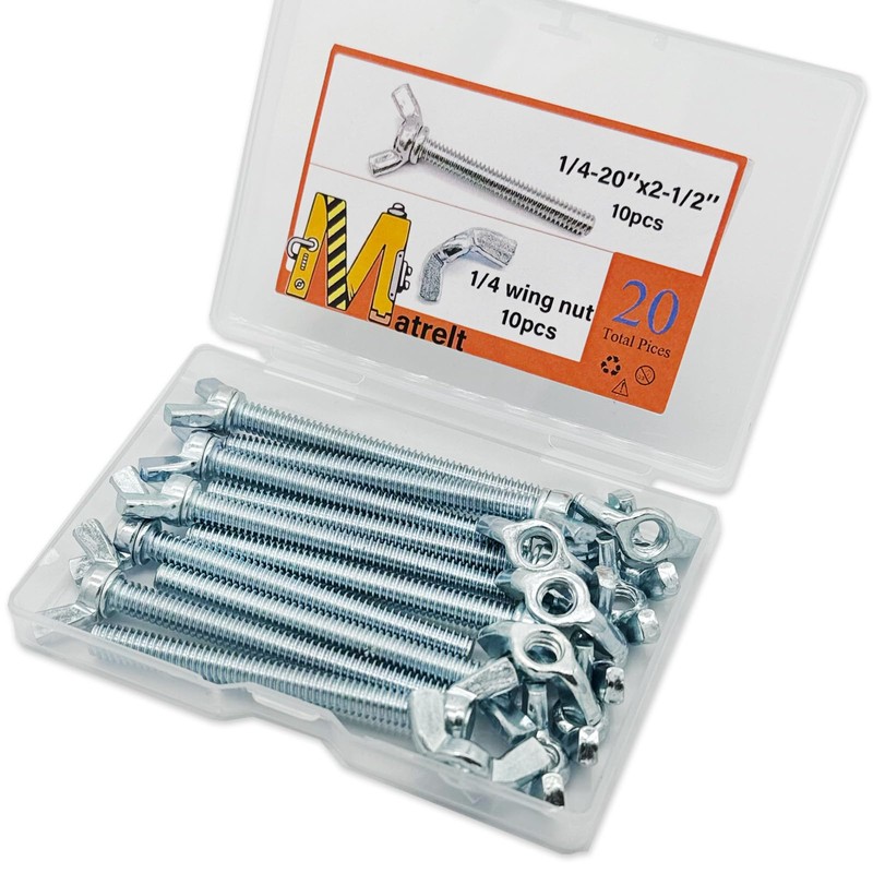 Matrelt 20 Pcs 1/4"-20 x2-1/2 Wing Screw Bolts and Wing