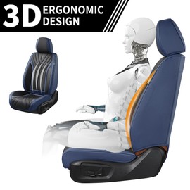 FLORICH Front Seat Covers Seat Covers, Waterproof Seat Cover for Cars, Luxury Leatherette Balck and Blue Car Seat Cushion, Automotive Seat Protector for Sedan SUV Pick-up Truck