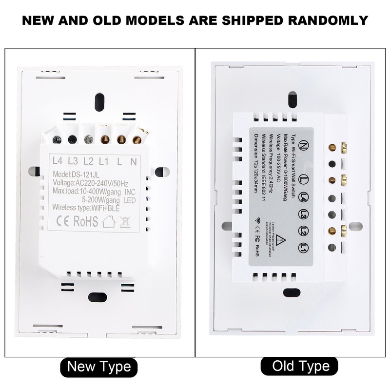 Intelligent WIFI Touch Switch Single Fire 1 Channel White AC