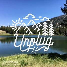 Unplug Decal, Get Away Sticker - Get into Nature, Popular Sayings, Go Outside, Outdoor Recreation - Vinyl - Car Window Decal, Bumper Sticker (5 inches Wide, White)