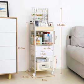 YGJT Makeup Organizer, Floor Skincare Cosmetics Organizer with Drawers, Jewelry Organizers and Storage for Earring Necklace, Vanity Organizer for Skin Care Perfume Makeup Brush Nail Polish Hair Tool