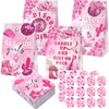 SamPartyShop 24 Pcs Pink Cowgirl Goodie Bags with Stickers -