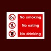 No smoking, eating or drinking Plastic Sign with double sided