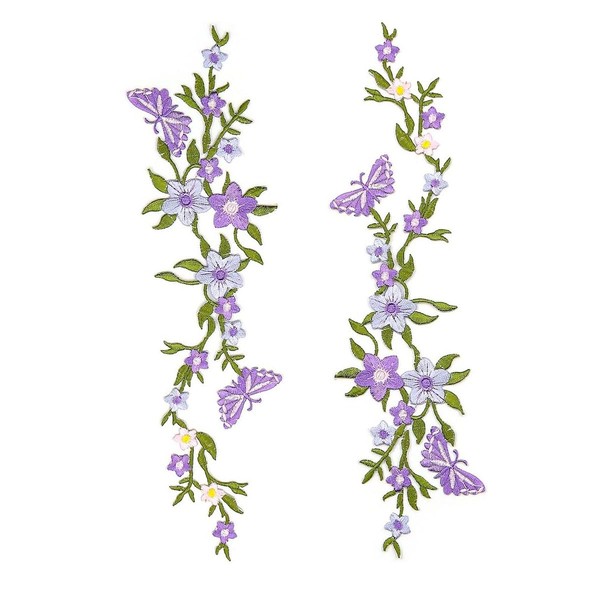 Alnicov 2 Pcs Butterfly Flower Patch Decorative Patches Badge Embroidered