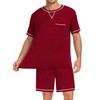 SWOMOG Men Modal Pajamas Set Comfy Sleepwear Short Sleeve Pjs
