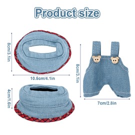 Doll Clothes Outfit Set, Adorable Stylish Cowboy Hat and Denim Overalls Plush Toy Clothes Luxury Chic Toy Outfit Clothing Accessories for 6.7in Doll