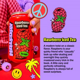 Halfday Prebiotic Raspberry Iced Tea 12-Pack - Nostalgic Flavor, Low Sugar, Incredible Taste - Paleo, Gluten Free, Drinks for Gut Health - Lightly Sweetened, Healthy Canned Iced Tea - 12 fl oz, 355 mL
