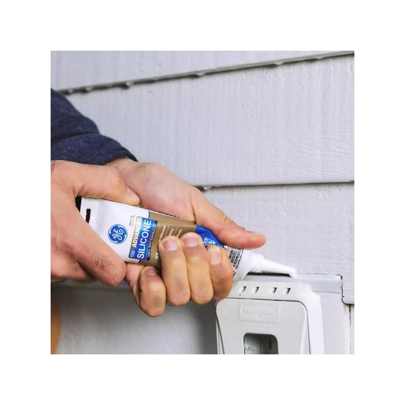 GE Advanced Silicone Caulk for Window & Door, Clear, 2.8