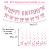 Coquette Pink Bow Birthday Decorations, Happy Birthday Banner and Bow