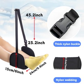 Perfitel Foot Hammock for Travel Relax Adjustable Airplane Footrest Hammock Portable Breathable Comfortable Travel Accessory for Long Flights (Black)