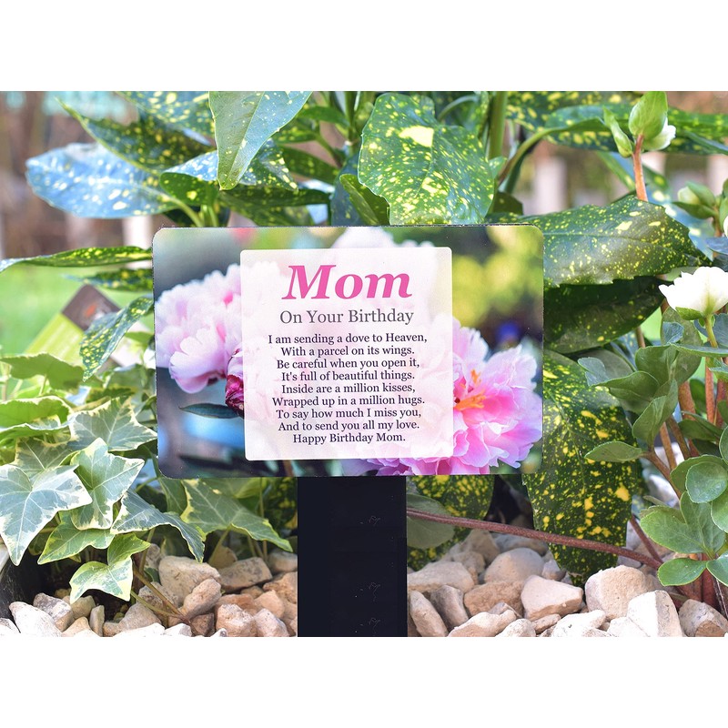 'Mom On Your Birthday' Memorial - Sublimated Aluminium Memorial Plaque,