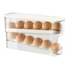 2 Tier Egg Holder Fridge, Automatic Rolling Egg Container for