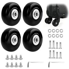 Pack of 4 Suitcase Wheels Replacement Wheels, 50 mm x 18 mm Suitcase Replacement Wheels, Universal Wheels for Luggage Replacement Wheels, Rubber Suitcase Wheels Replacement, Luggage Trolley