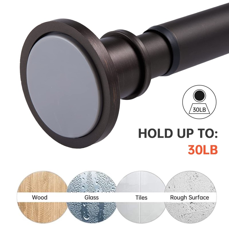 BRIOFOX Industrial Shower Curtain Rod - Never Rust Non-Slip 43-72