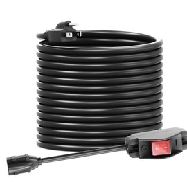 15FT Extension Cord with Waterproof Switch, 14AWG 1875W Black Outdoor Heavy Duty 3 Prong Extension Cable, 14/3 SJTW Extension Cords Control Switch ON/Off 15A 125V Grounded Plug Receptacle, UL Listed
