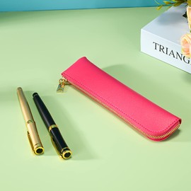 Sluxa Leather pencil case, Thin soft pen bag, Small pencil case for adults,Senior leather Minimal pencil pouch with zipper.…