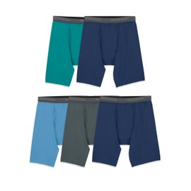 Fruit of the Loom Men's Micro-Stretch Long Leg Boxer Briefs, assorted, Medium - Pack of 5