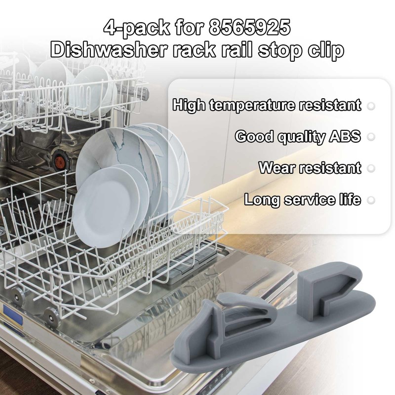 4pcs Dishwasher Upper Rack Slide Rail Stop Clips for WP8565925,