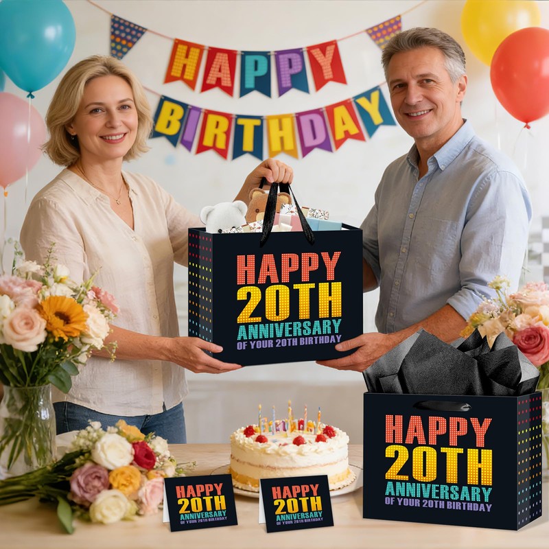 Black 40th Birthday Gift Bags Funny Design for Men Women