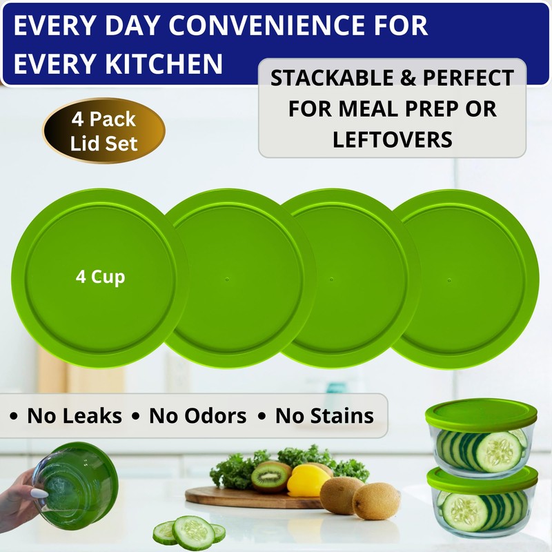 KlareWare Replacement Lids for - 4 Cup Storage Bowl Covers,