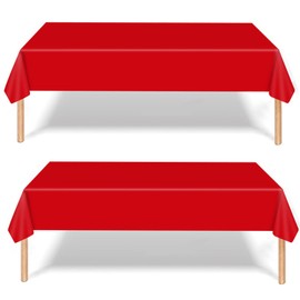 2Pcs Classy Red 137*274cm Disposable Tablecloth Decorations for Kids Christmas, Red Table Cloth Table Covers King Charles Coronation Decorations Tablecloths Party for Xmas Birthday Coronation Party