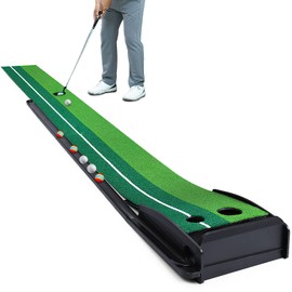 Dollox Putting Green Golf Putting Mat for Indoor, Putting Matt with Auto Ball Return, Mini Golf Set Golf Accessories for Men, Indoors Golf Matt for Home Office, Gifts for Golfer