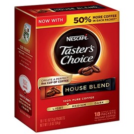 Nescafe Taster's Choice, House Blend Instant Coffee Single Serve Sticks, 18 Count