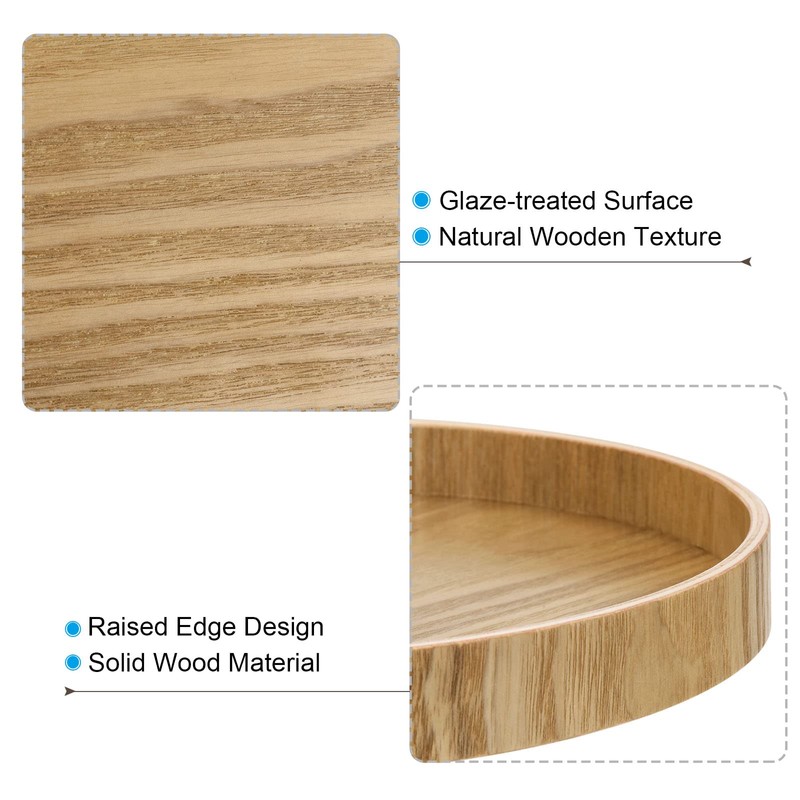 PATIKIL Wood Serving Tray 8 Inch, 1 Pack Round Decorative