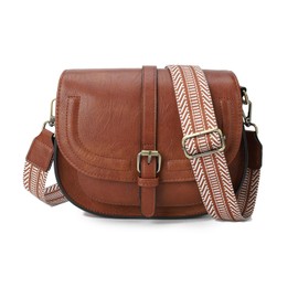 AFKOMST Crossbody Bag for Women Small Satchel and Shoulder Bag Vintage Saddle Handbags Vegan Leather