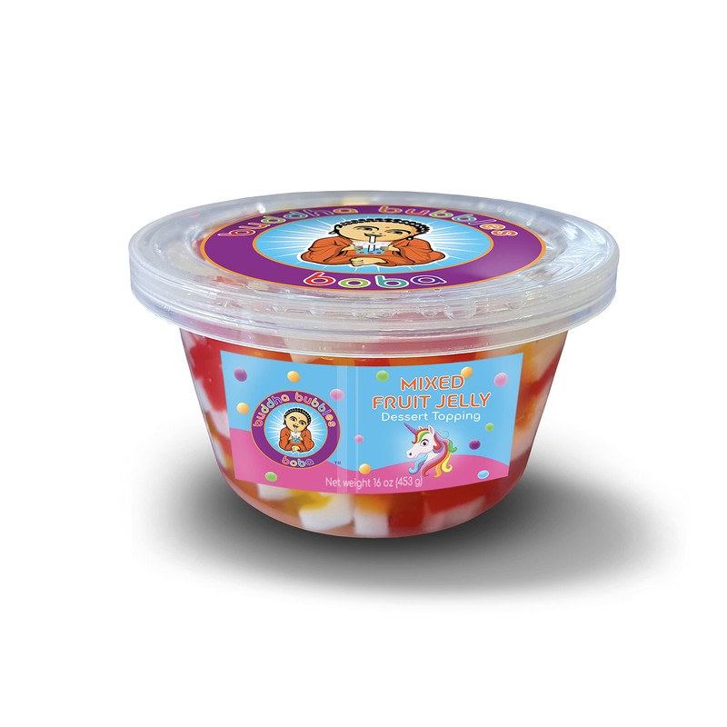 Premium RAINBOW Mixed Fruit Jelly Dessert Topping by Buddha Bubbles