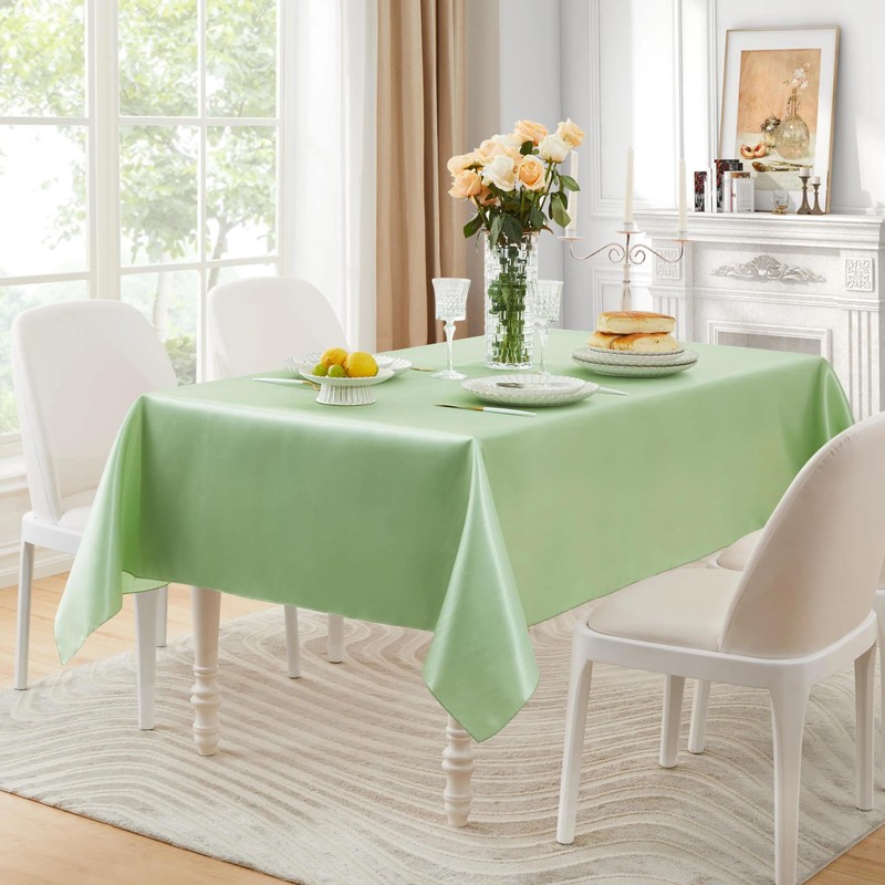 Srumvoat White Table Cloth, Luxury Satin Texture, Quality Polyester Fabric