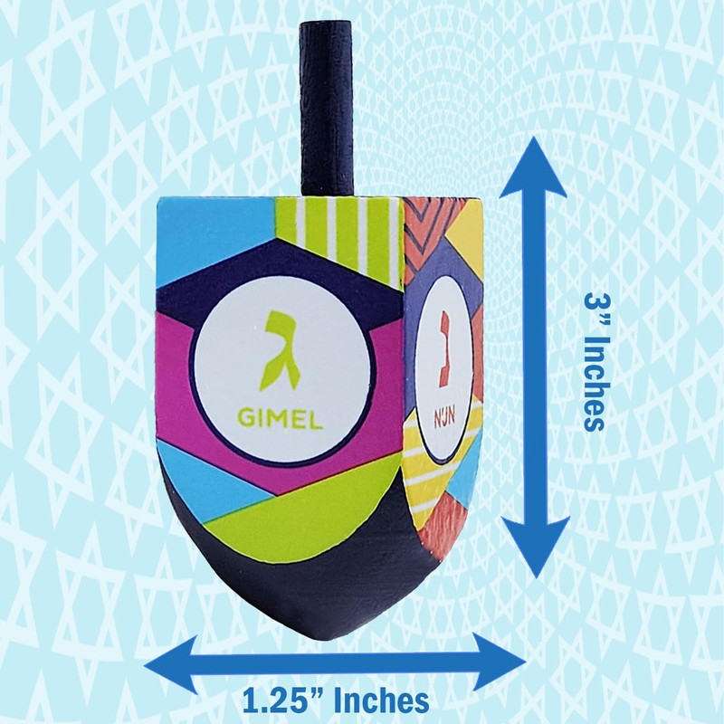 The Dreidel Company Extra Large Hand Painted Wood Hanukkah Dreidels,
