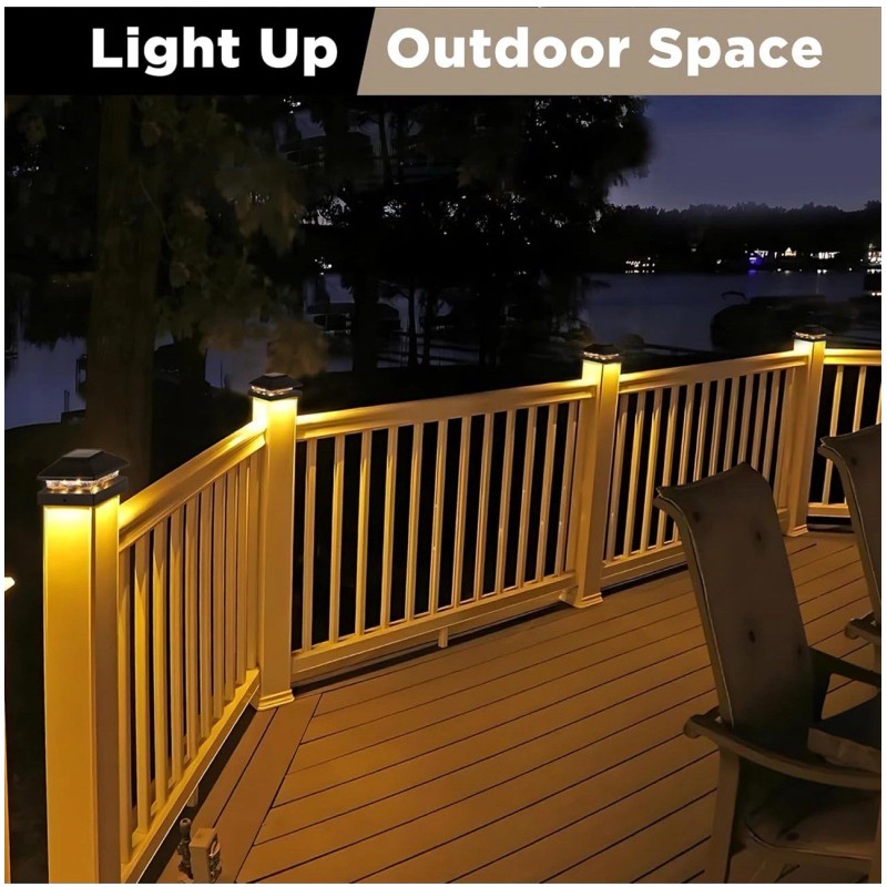 Jofios Solar Post Cap Lights Outdoor 8pack, Black Waterproof Solar